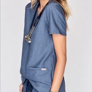 Figs heather denim scrub set